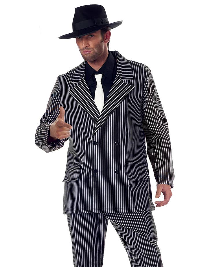 1920s Gangster Mens Black and White Costume - Main Image