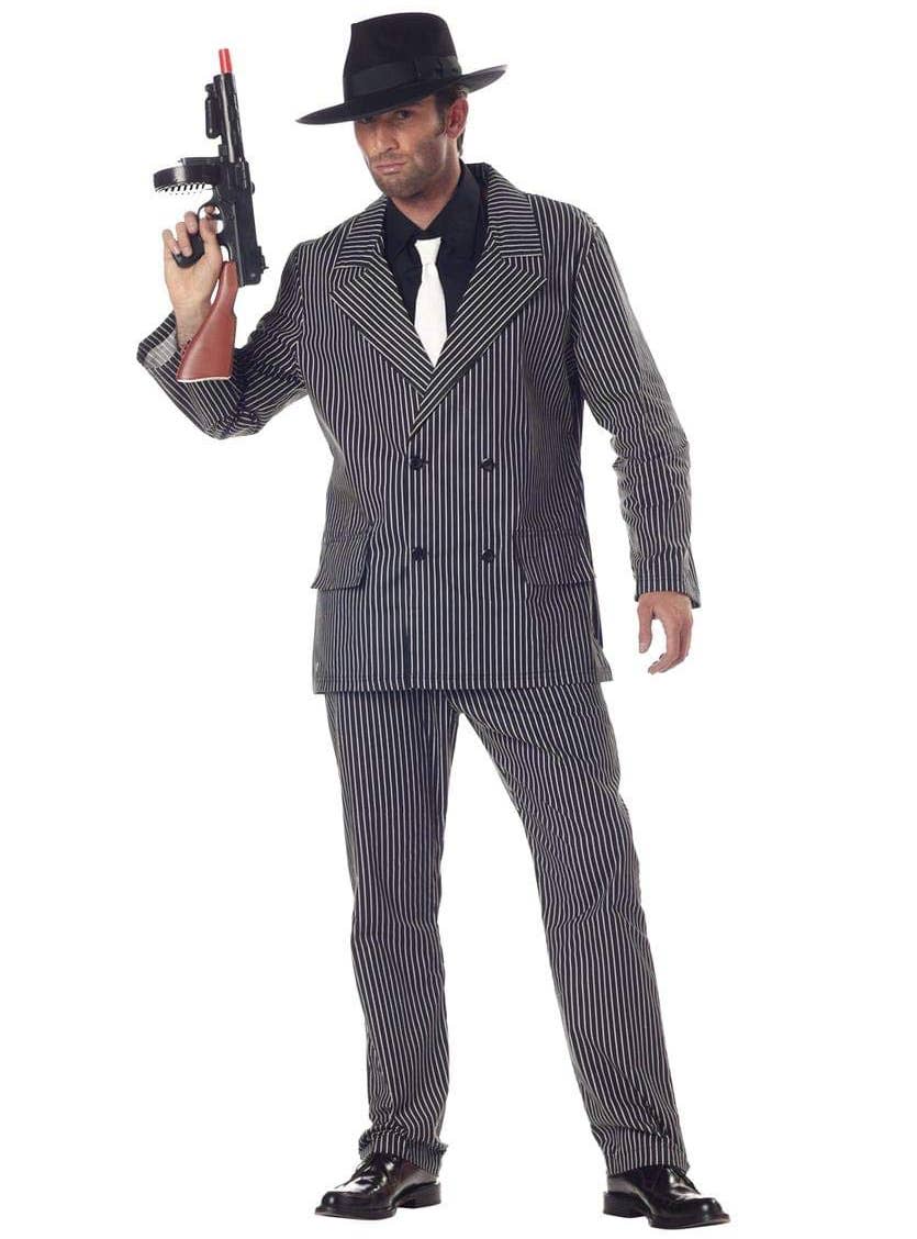 Pinstripe Mob Boss Costume Mens 1920s Gangster Dress Up Costume