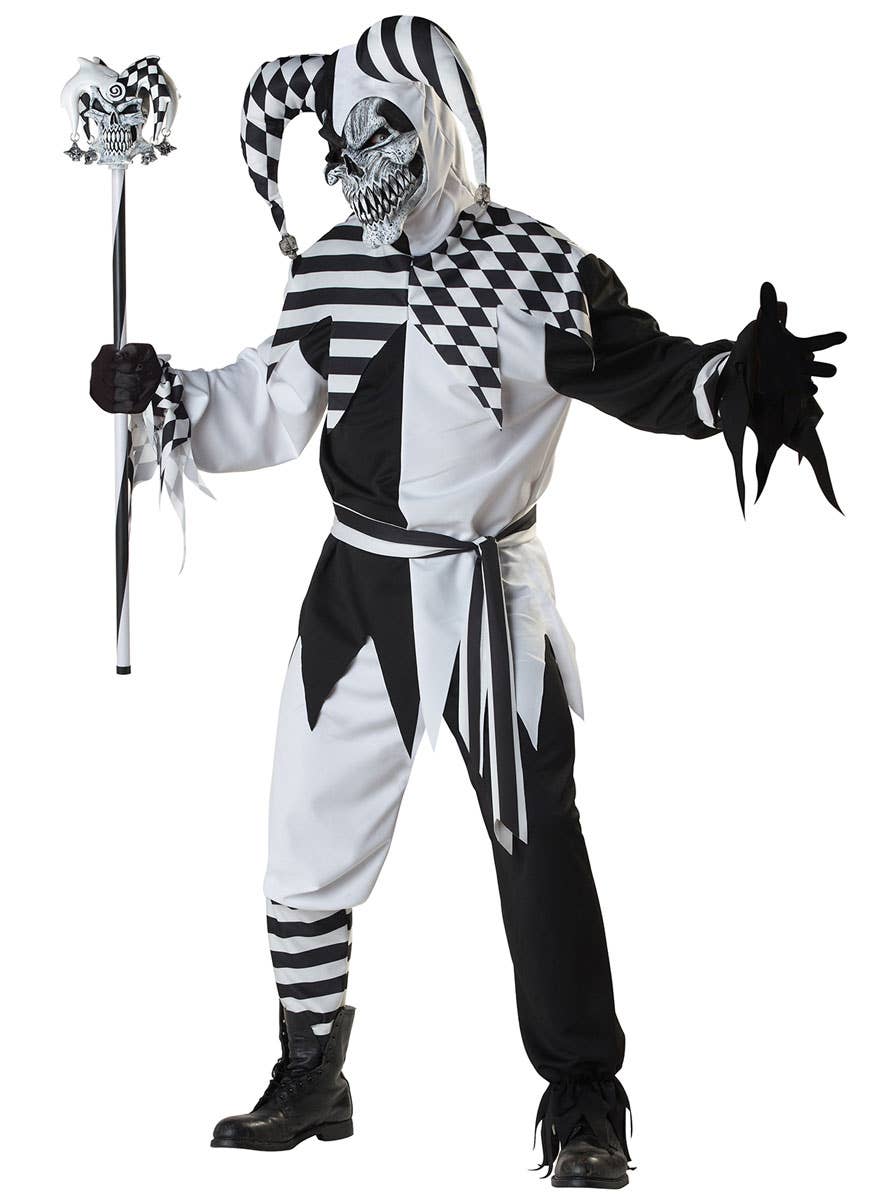 Men's Black and White Jester Halloween Costume