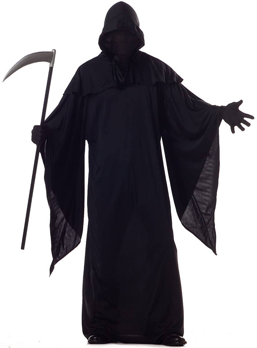 Hooded Black Grim Reaper Robe Halloween Costume for Men
