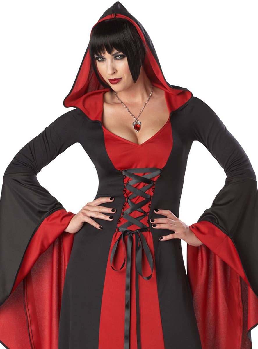 Womens Long Red Hooded Costume Robe Womens Halloween Costume