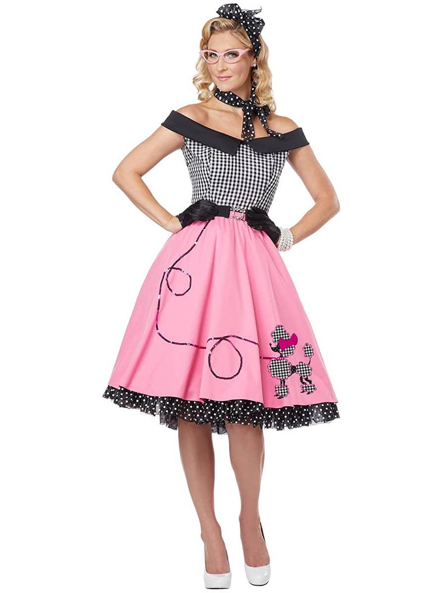 Pink Fifties Costume Dress for Women 50s Poodle Skirt Costume