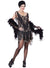 1920s Women's Black Lace Gatsby Flapper Dress Costume Front View