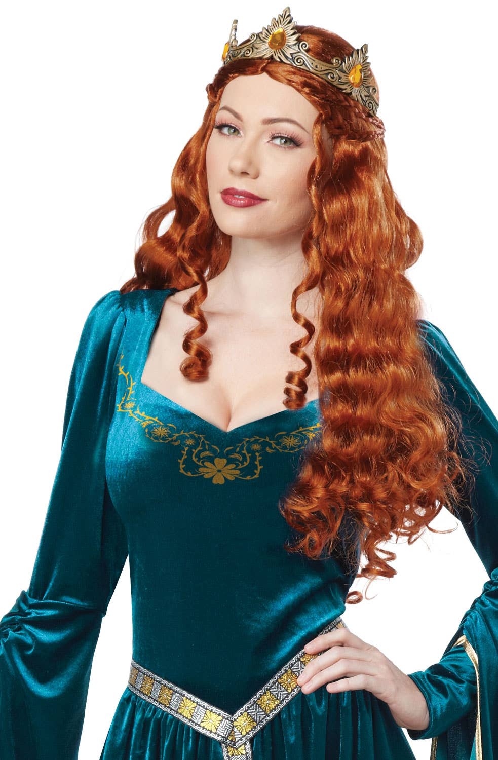 Emerald Green Long Open Arm Renaissance Dress | Womens Medieval Dress