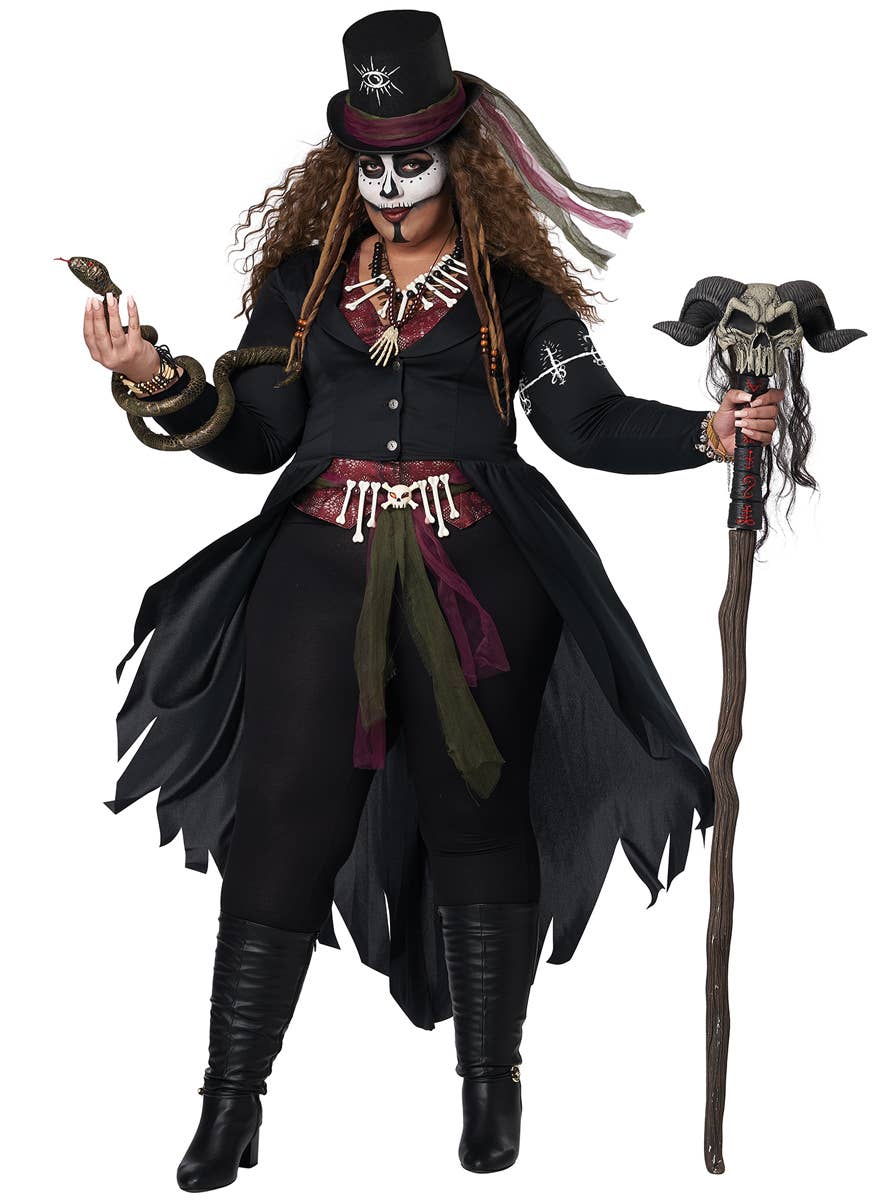 Plus Size Women's Voodoo Magic Halloween Costume - Front Image