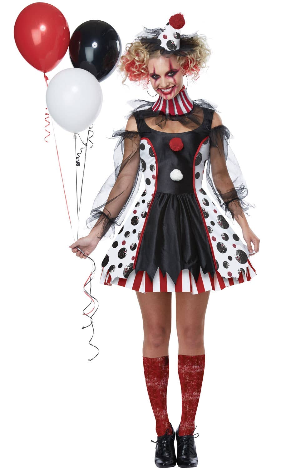 Twisted Women's Clown Evil Halloween Fancy Dress Costume Main Image