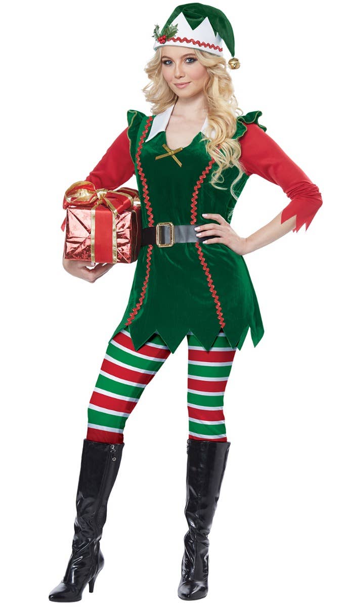 Womens Festive Christmas Elf Fancy Dress Costume