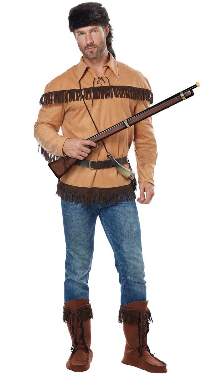 Men's Frontier Man Davy Crockett Fancy Dress Costume Main Image