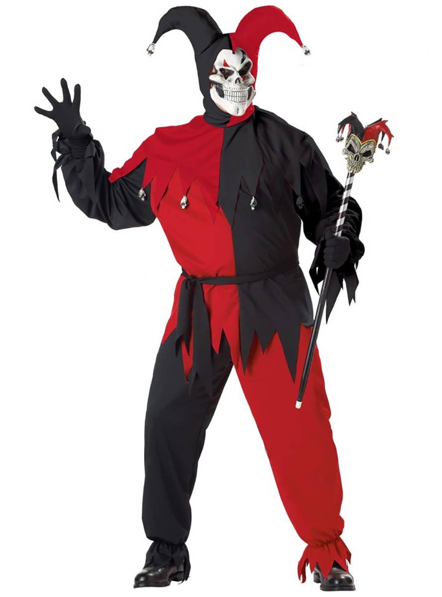 Plus Size Men's Evil Black and Red Jester Halloween Costume