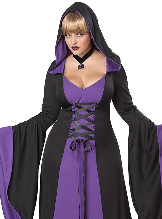 Plus Size Purple Hooded Halloween Robe Womens Halloween Costume