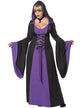 Women's Plus Size Long Black and Purple Hooded Robe Main Image