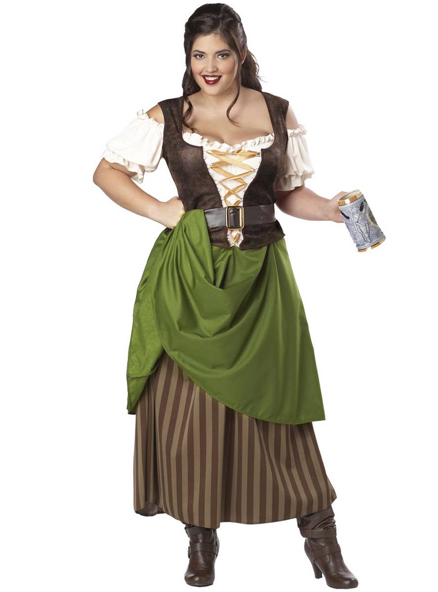 Women's Long Tavern Maiden Plus Size Fancy Dress Costume Main Image