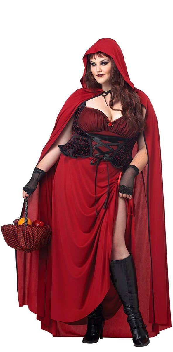 Plus Size Dark Red Riding Hood Costume Womens Halloween Costume