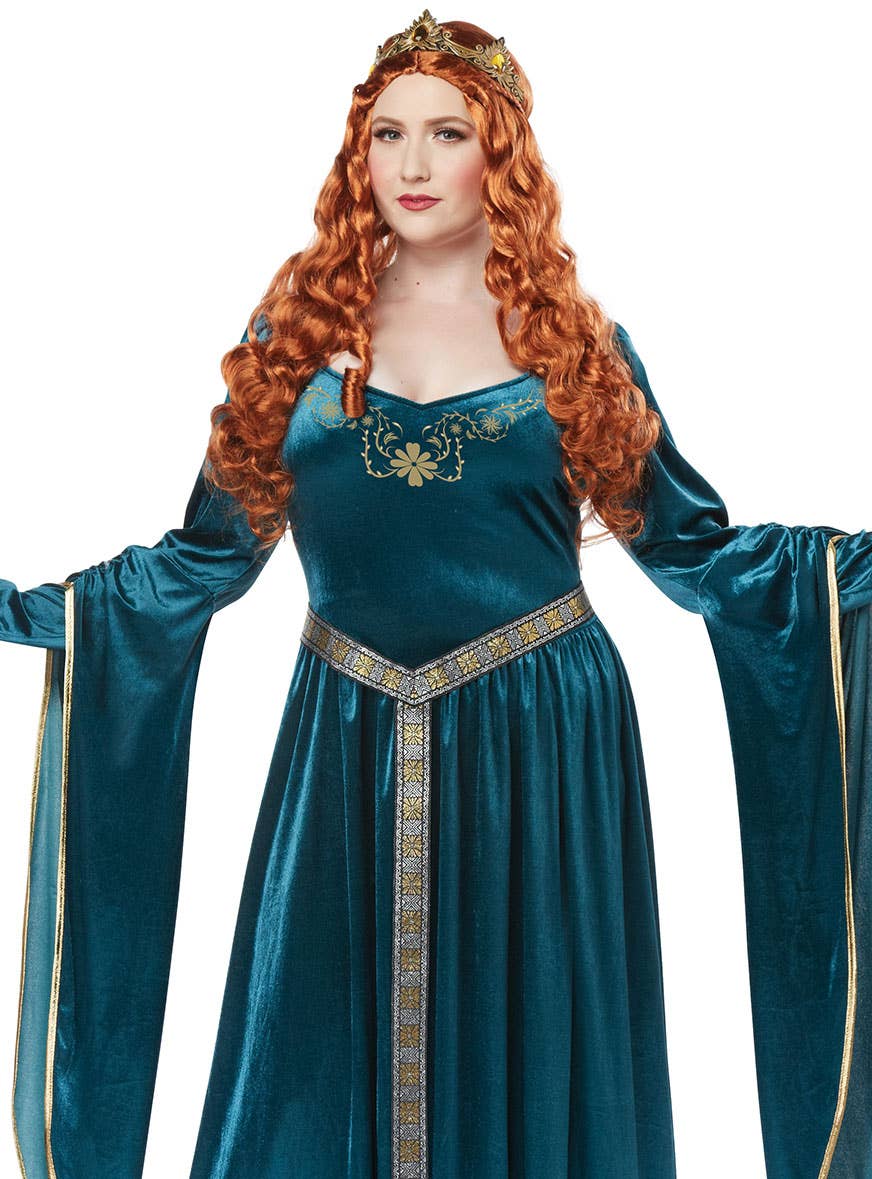 Womens Long Green Medieval Dress Plus Size Renaissance Costume