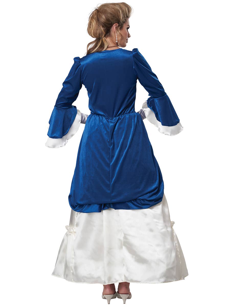 Deluxe Blue Colonial Era Martha Washington Women's Costume - Alternative Style Back Image