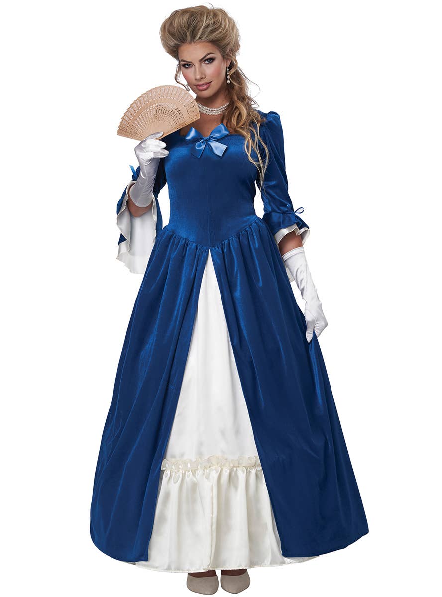 Deluxe Blue Colonial Era Martha Washington Women's Costume - Main Image