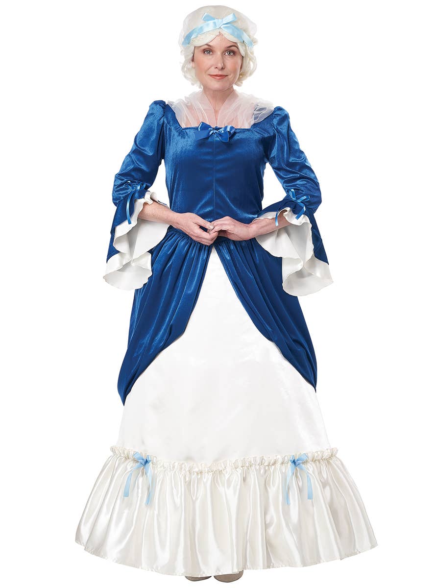 Deluxe Blue Colonial Era Martha Washington Women's Costume - Alternative Style 2 Image 2