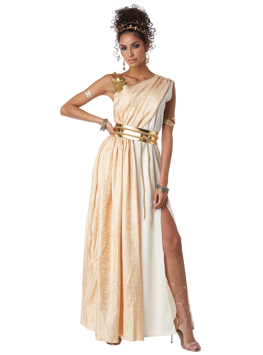 Roman Empress Women's Golden Goddess Costume - Front Image