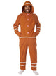 Brown Fleece Gingerbread Man Christmas Costume for Unisex Adults - Front Image