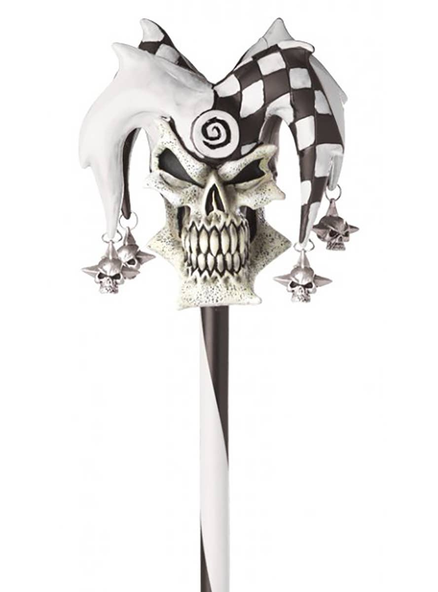 Black and White Psycho Jester Halloween Costume Cane Main Image