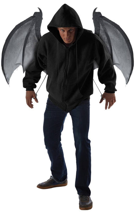 Men's Black And Grey Halloween Movable Moving Bat And Devil Costume Wings 1.22m Costume Accessory Main Image
