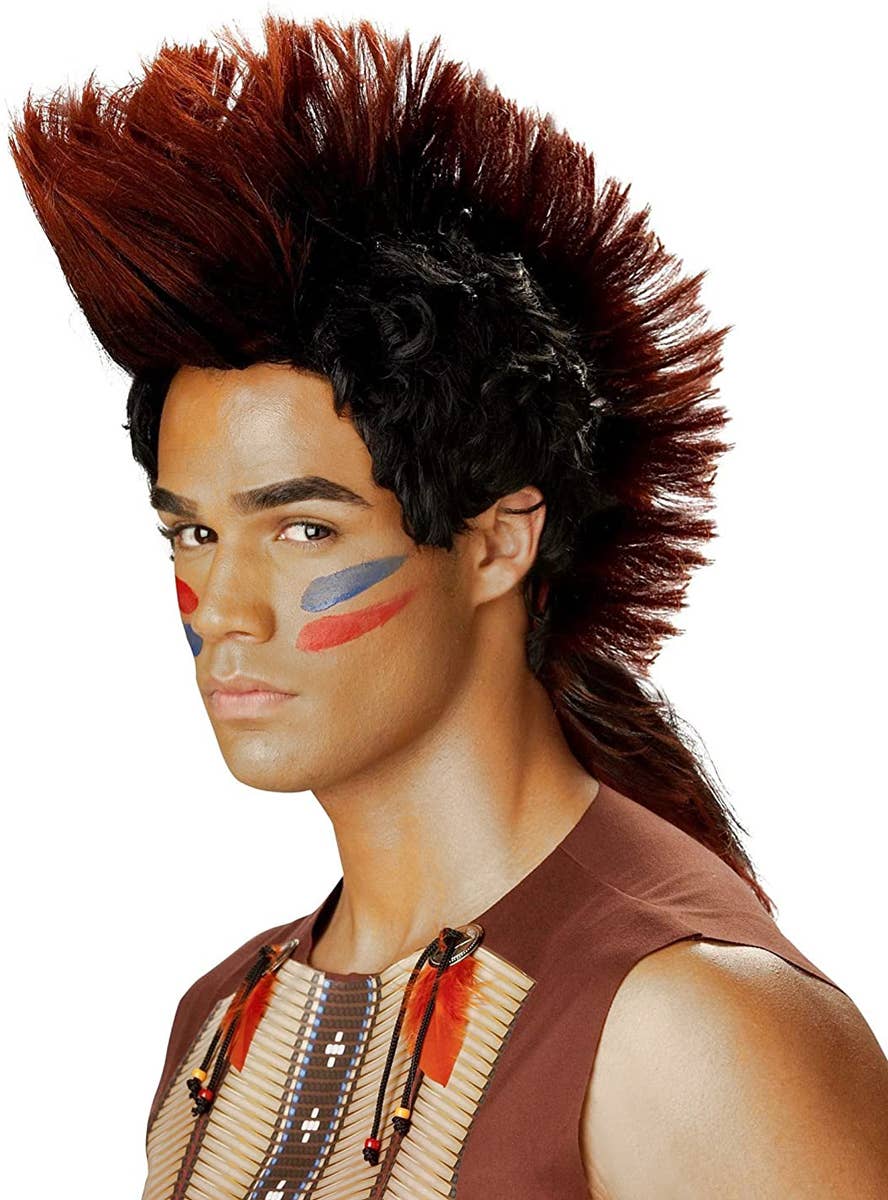 Indian Warrior Mens Mohawk Wig, Indian Costume Wig