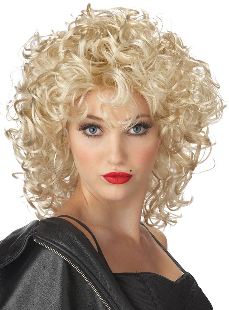 Short Curly Blonde Sandra Dee Costume Wig for Women