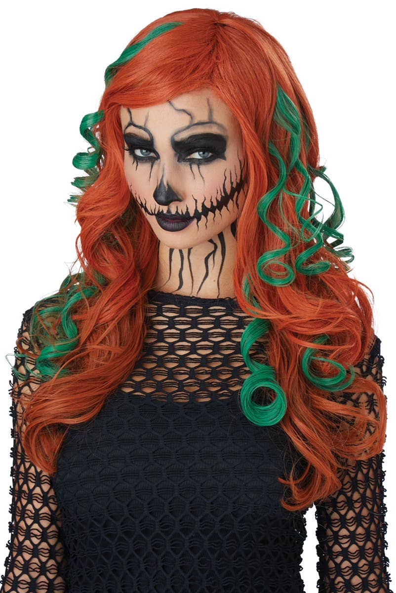 Image of Root of All Evil Women's Ginger and Green Halloween Costume Wig - Main Photo
