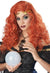 Women's Long Curly Auburn Gypsy Costume Wig and Headband Accessory