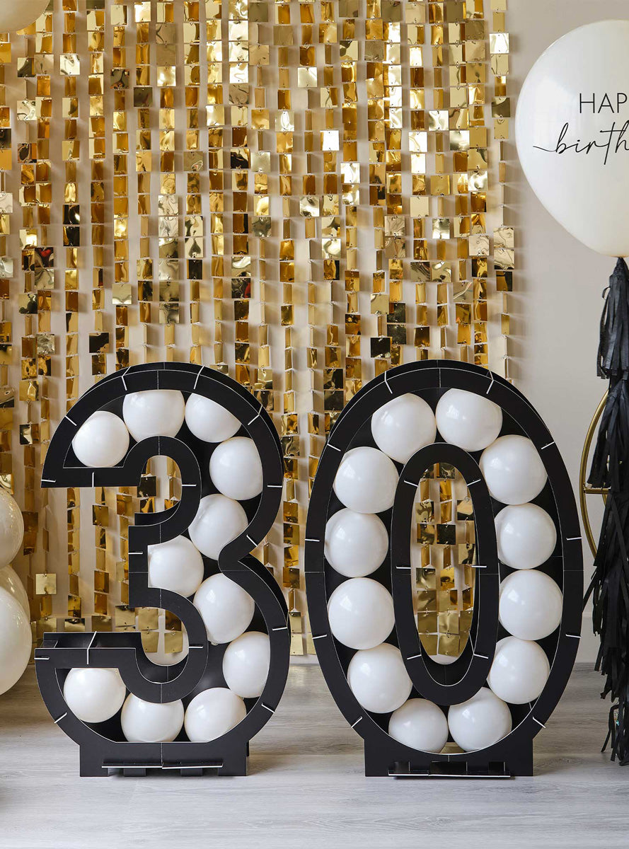 Champagne Noir Black 30th Birthday 83cm Mosaic Frame Decoration – Lifestyle Image