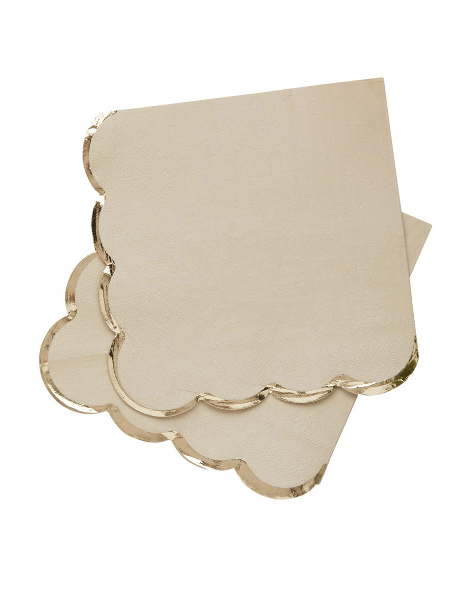Champagne Scalloped Edge 16 Pack Lunch Napkins - Main Image