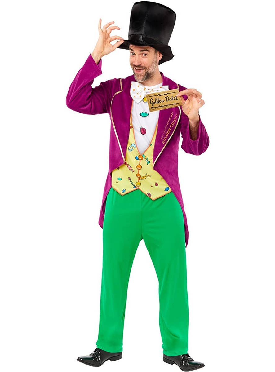 Image of Roald Dahl Willy Wonka Men's Book Week Costume - Front View