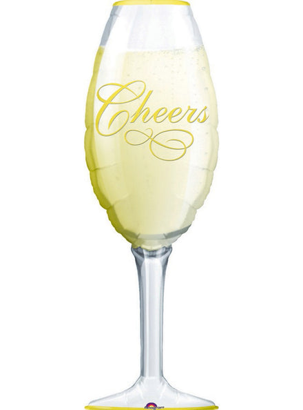 Cheers Champagne Glass 97cm Supershape Foil Balloon - Main Image