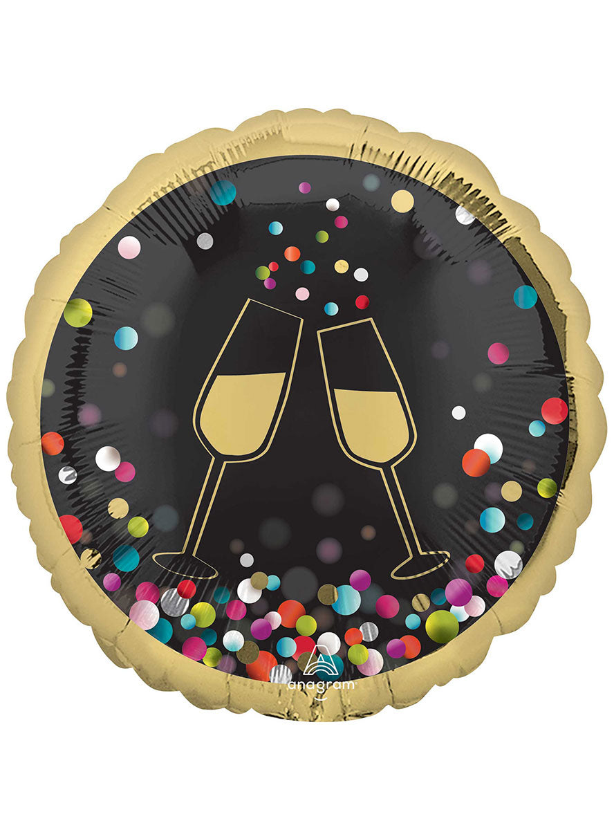 Cheers Colourful Confetti New Year 45Cm Round Foil Balloon - Main Image