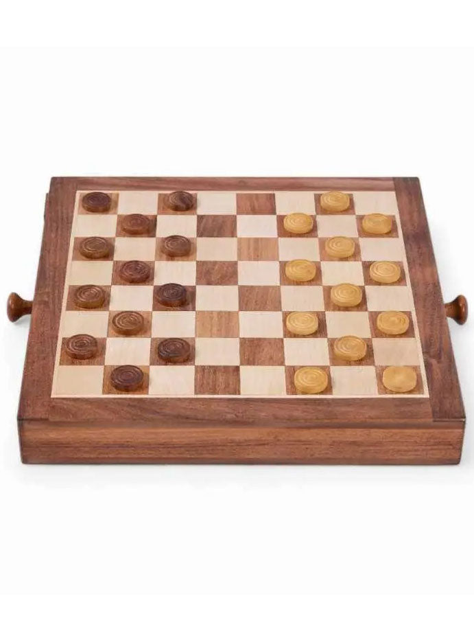 Chess And Checkers Portable Wooden Game Board Set - Alternative Image 3