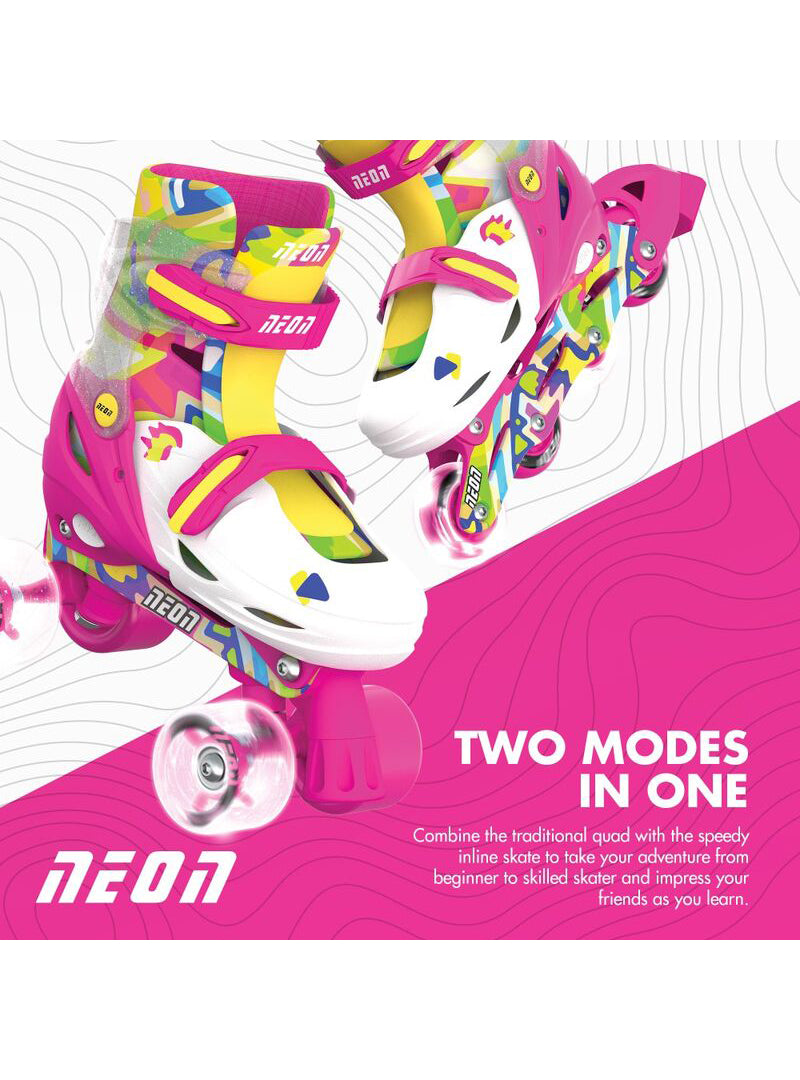 Childrens Neon Pink And Yellow Combo Roller Skates - Alternate Image 3