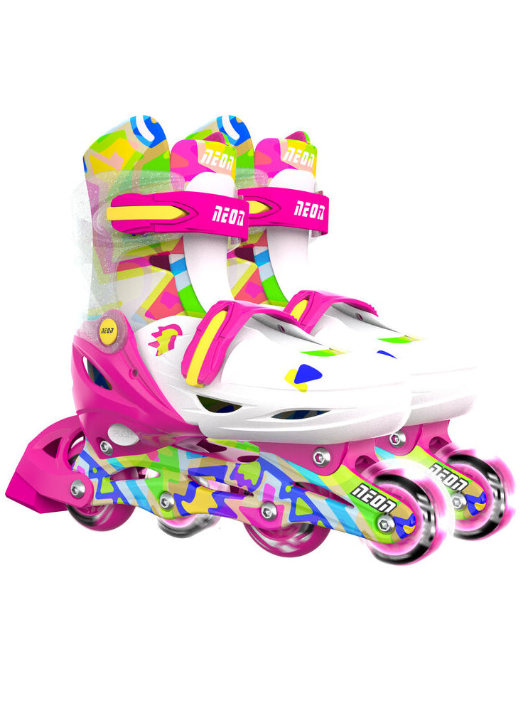 Childrens Neon Pink And Yellow Combo Roller Skates - Main Image