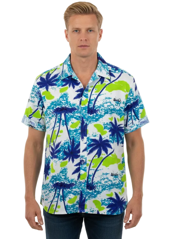 Blue Tropical Oasis Men's Hawaiian Costume Shirt - main image