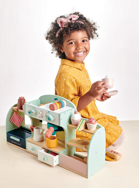 Childrens Pretend Wooden Mini Chef Cafe - Lifestyle Image 1