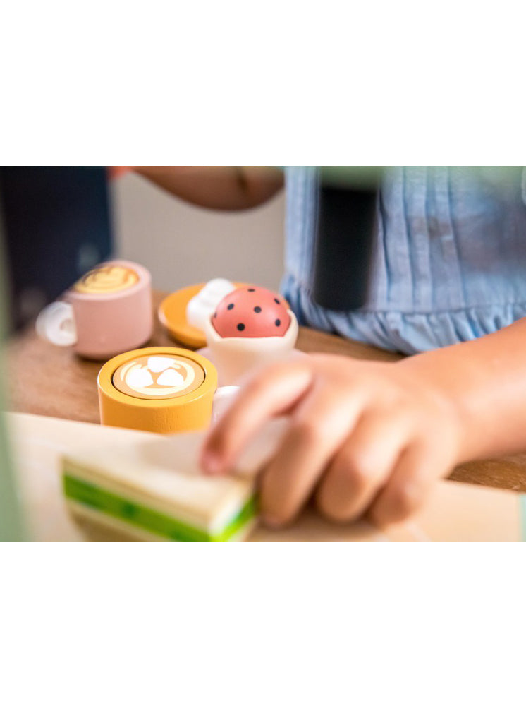 Childrens Pretend Wooden Mini Chef Cafe - Lifestyle Image 6