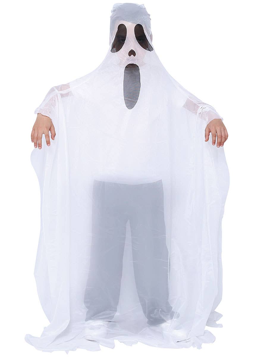 Kid's White Ghost Halloween Costume - Main Image