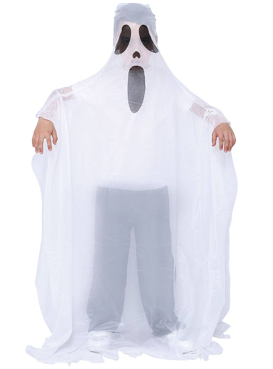Kid's White Ghost Halloween Costume - Main Image