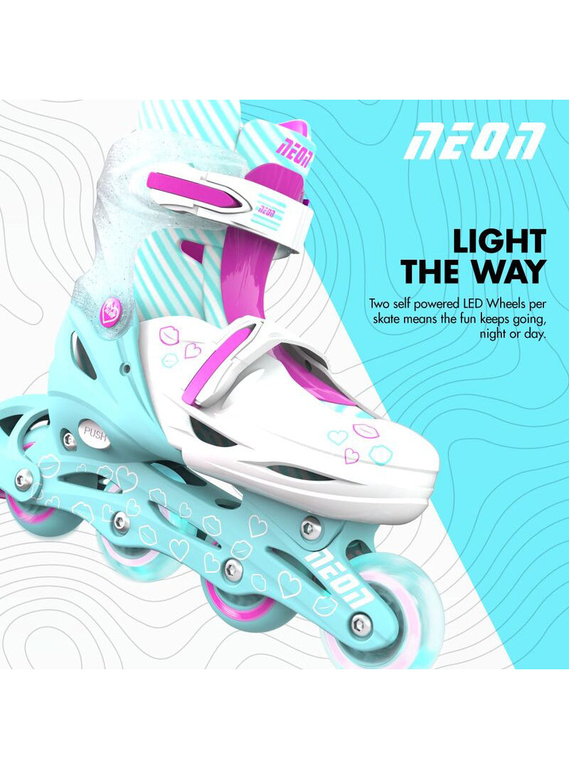 Childrens Teal And Pink Inline Roller Skates - Alternate Image 1