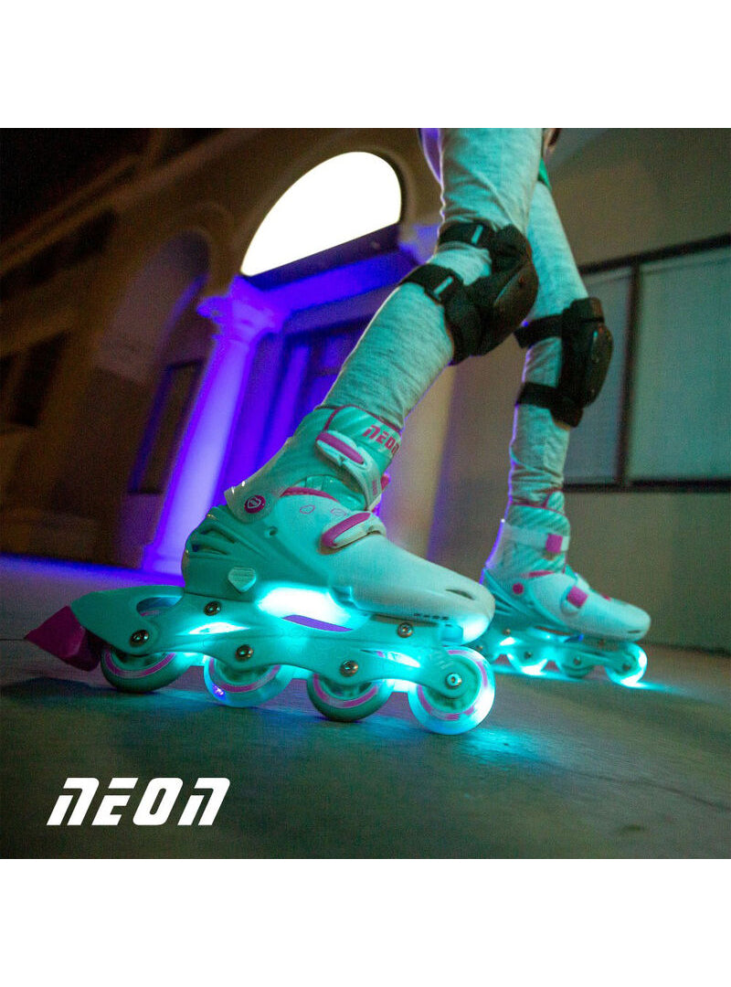Childrens Teal And Pink Inline Roller Skates - Alternate Image 4