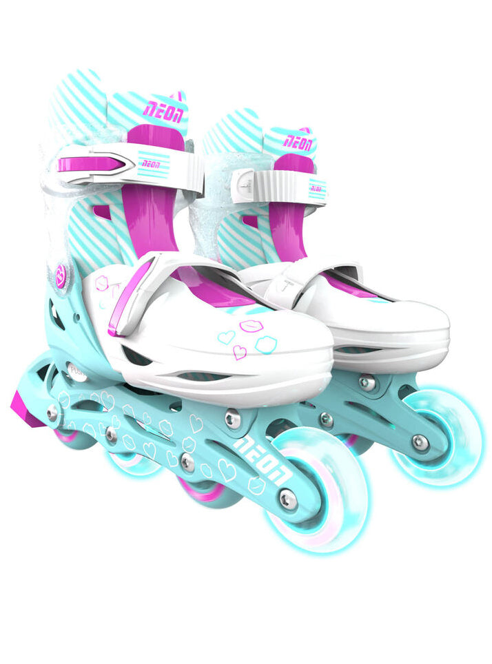 Childrens Teal And Pink Inline Roller Skates - Main Image