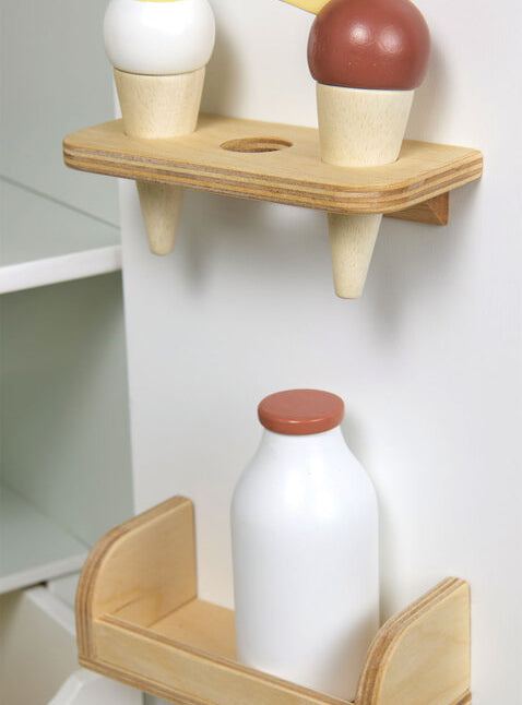 Childrens White Wooden Refrigerator Kitchen Toy - Close Image 2