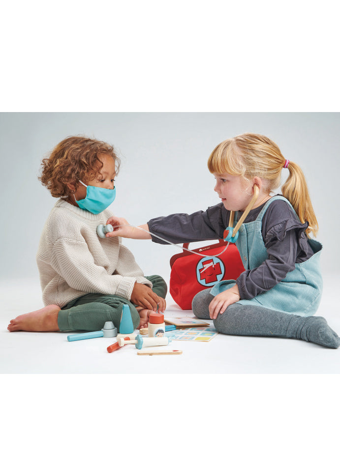 Childrens Wooden Doctors Set With Bag - Lifestyle Image 1