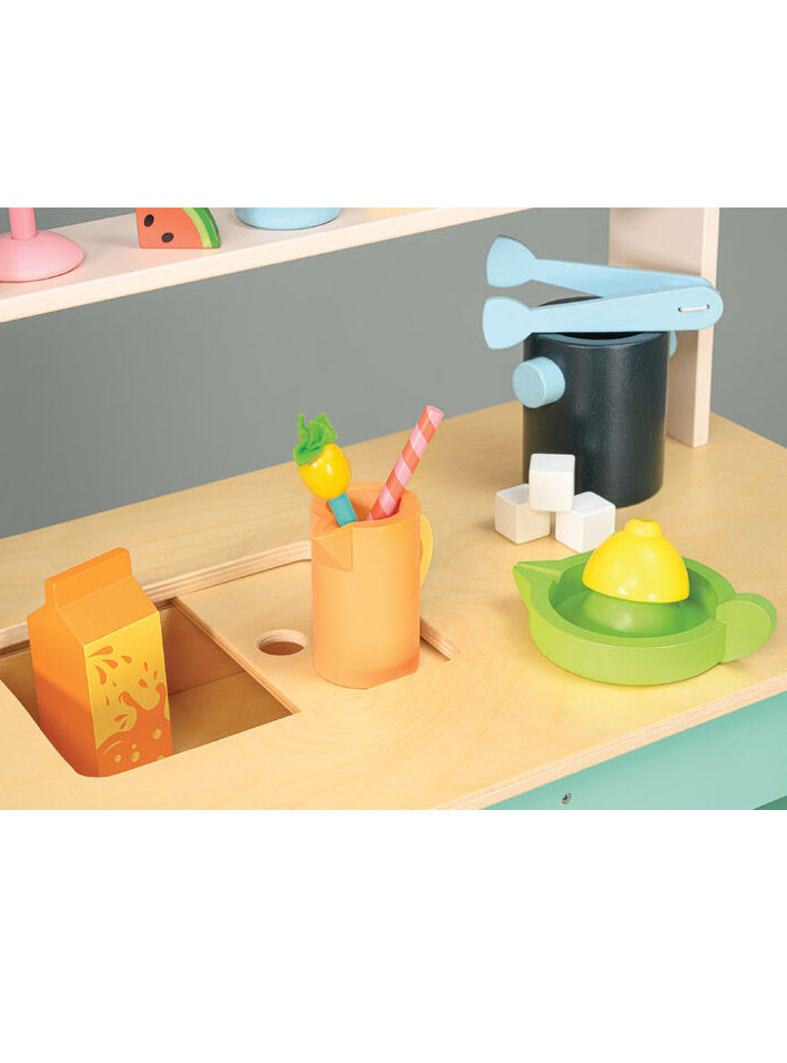 Childrens Wooden Juice Bar Drinks Trolley Pretend Toy Set - Close Image 1