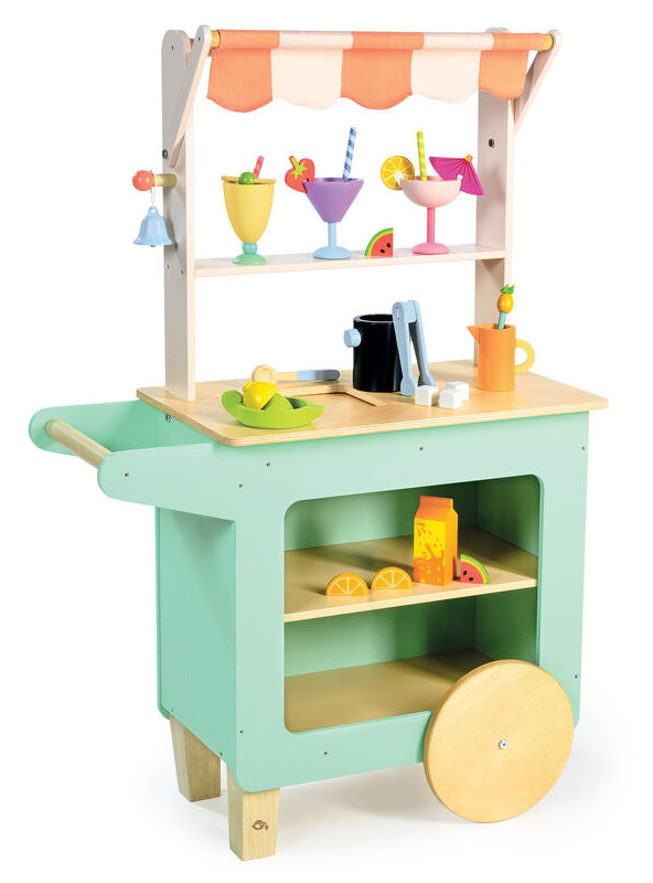 Childrens Wooden Juice Bar Drinks Trolley Pretend Toy Set - Main Image