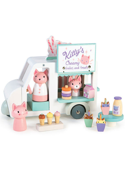 Childrens Wooden Kitty Milkshake Van Toy - Main Image